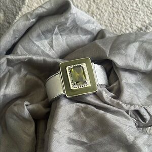 Kitsy Lane Elegant Silver and Green Cuff Bracelet